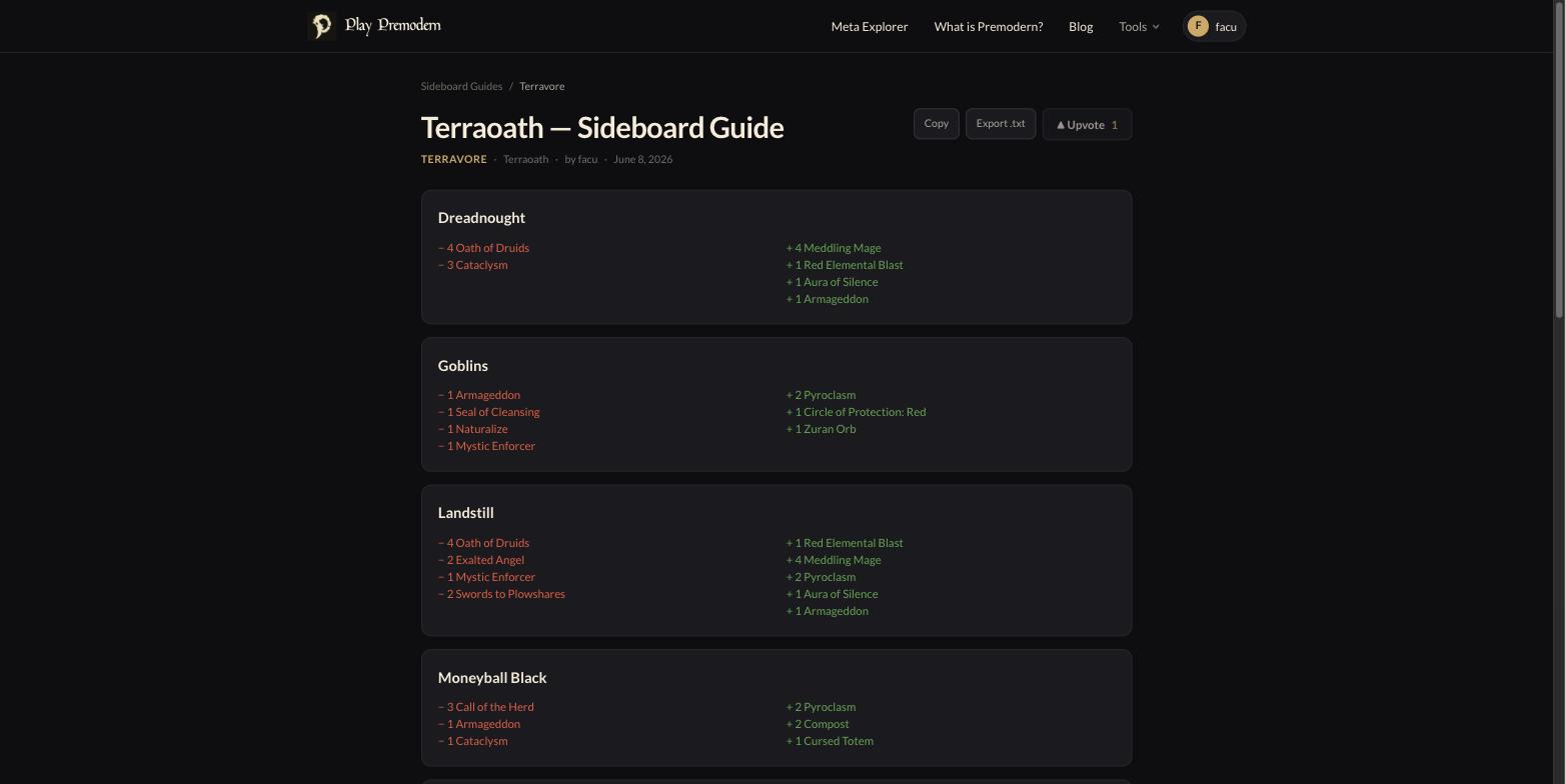 Reading a published Sideboard Guide with matchup-by-matchup in and out plans